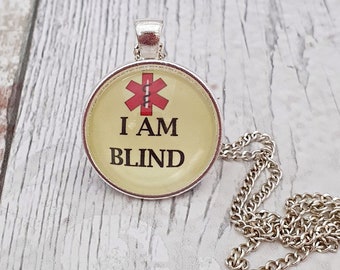 Blind medical alert necklace, medical tag, medical pendant, visually impaired, partially sighted, disability, visual impairment, SOS, gift