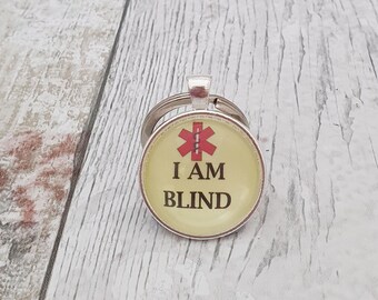 I am blind keyring, visual impairment keychain, Medical ICE, Emergency key fob, Medical ID tag, Custom medical jewellery, bag tag,