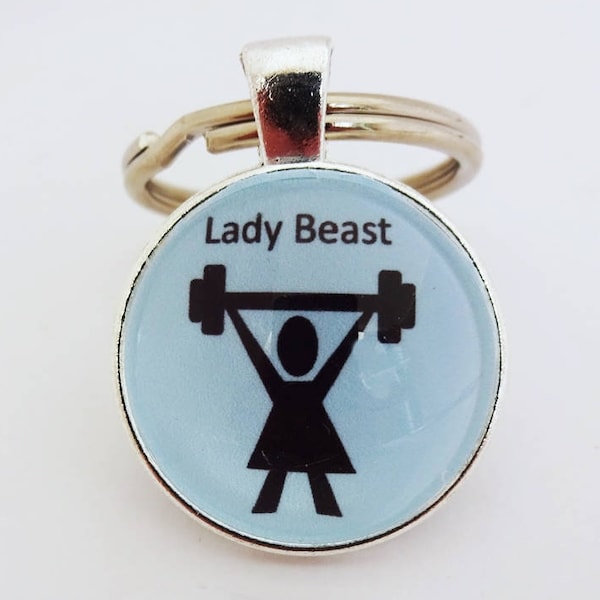 Lady beast key ring, crossfit key fob, girls who lift, weightlifting keychain, fitness, kettlebell, barbell, dumbbell, workout, gift, G1
