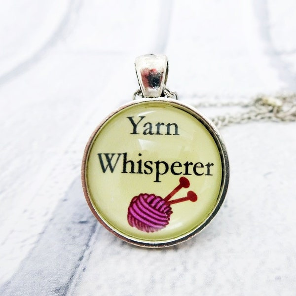 Yarn Whisperer necklace, knitting necklace, knitting gift, yarn lover gift, knitters gift, knitter jewelry, gift for knitter, knit charm, K1