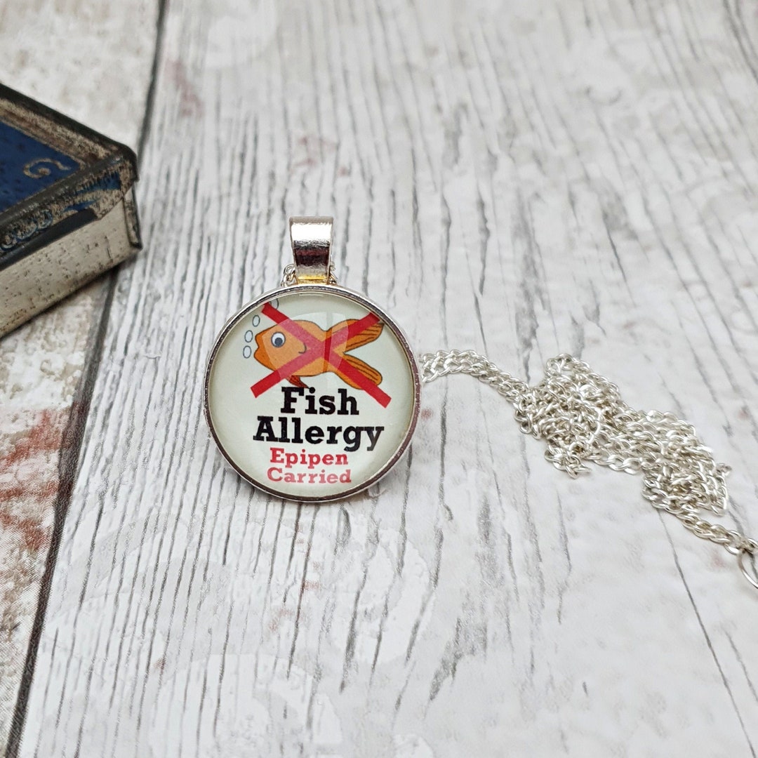 Fish Allergy Jewelry Seafood Allergy Necklace Epipen Alert Etsy