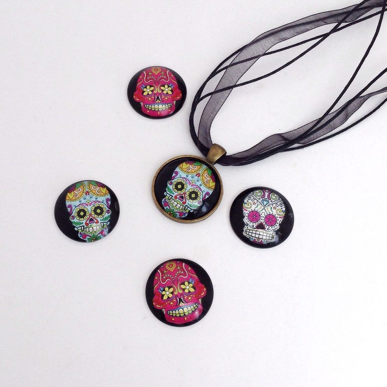 Candy Skull Pendant Skull Charm Gothic Emo Necklace Day of Etsy UK
