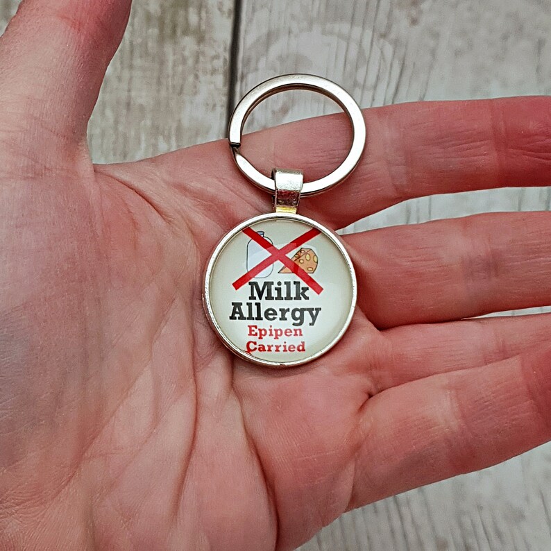 Milk Allergy Keyring Dairy Allergy Epipen Alert Medical Etsy