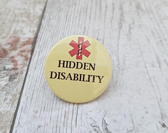 Hidden disability badge, invisible illness, limited mobility, chronic pain, Fibromyalgia, hidden illness awareness, autism, HEDS, Zebra pin