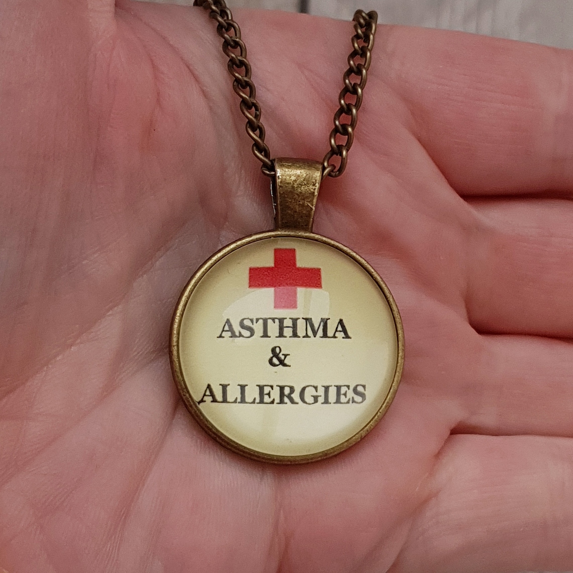 Asthma medical necklace Allergies medical alert pendant Etsy