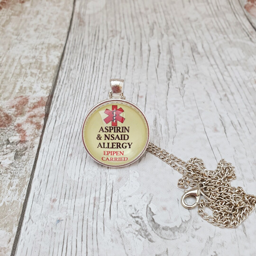 NSAID Allergy Medical ID Pendant, Aspirin Salicylate Allergy, Epipen