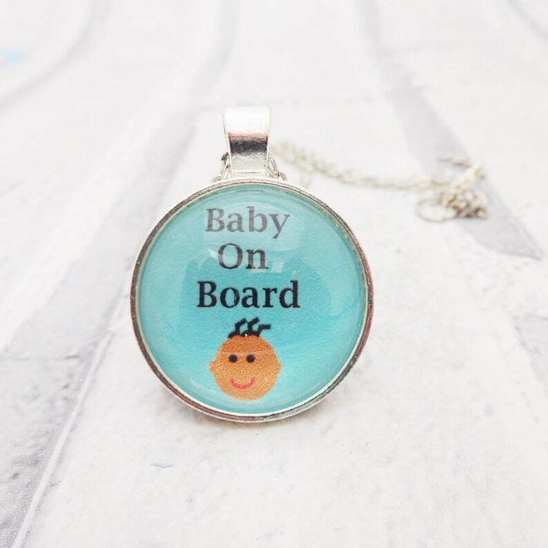 Baby on Board Pendant Baby Shower Necklace Baby Reveal Etsy