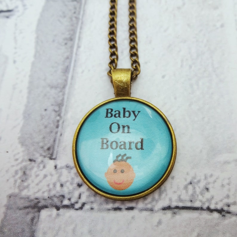 Baby on Board Pendant Baby Shower Necklace Baby Reveal Etsy