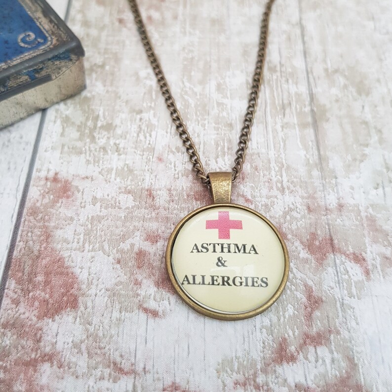 Asthma medical necklace Allergies medical alert pendant Etsy