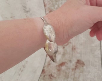 Silver cuff bracelet, spoon jewelry, fibro gift, spoon theory, unique jewelry, boho stacking, silverware bangle, chronic illness, for her,G8