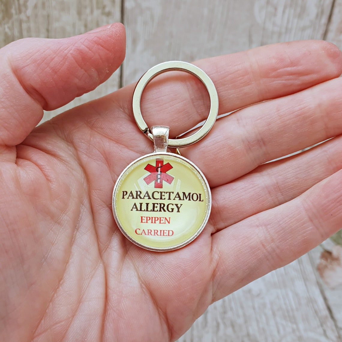 Paracetamol Allergy Keyring Paracetamol Allergic Etsy