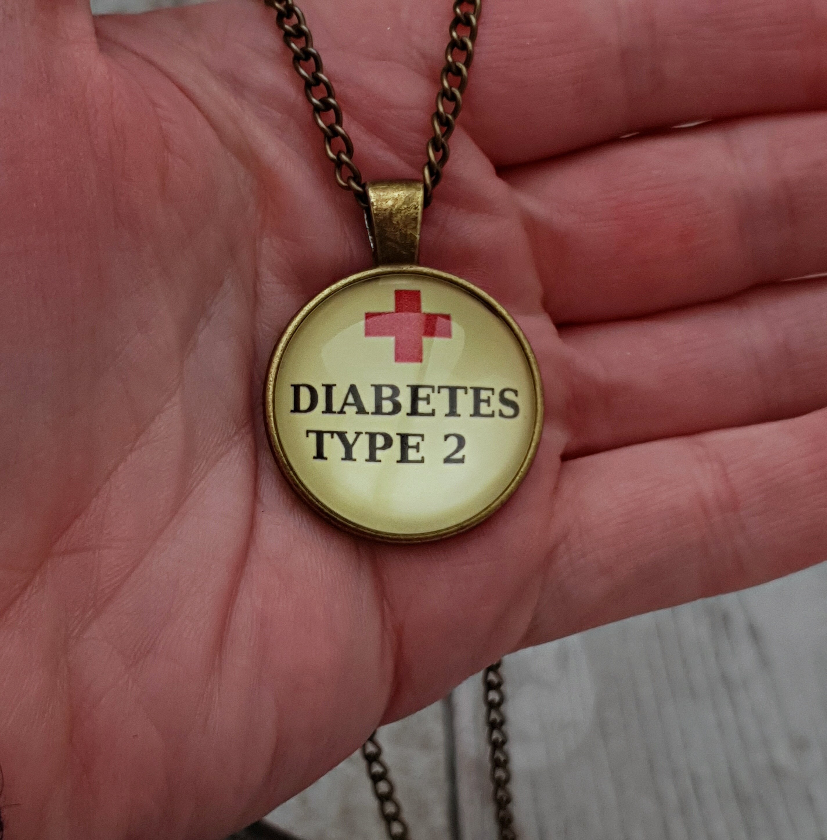 Diabetes Type 2 Necklace Medical alert Diabetes pendant Etsy