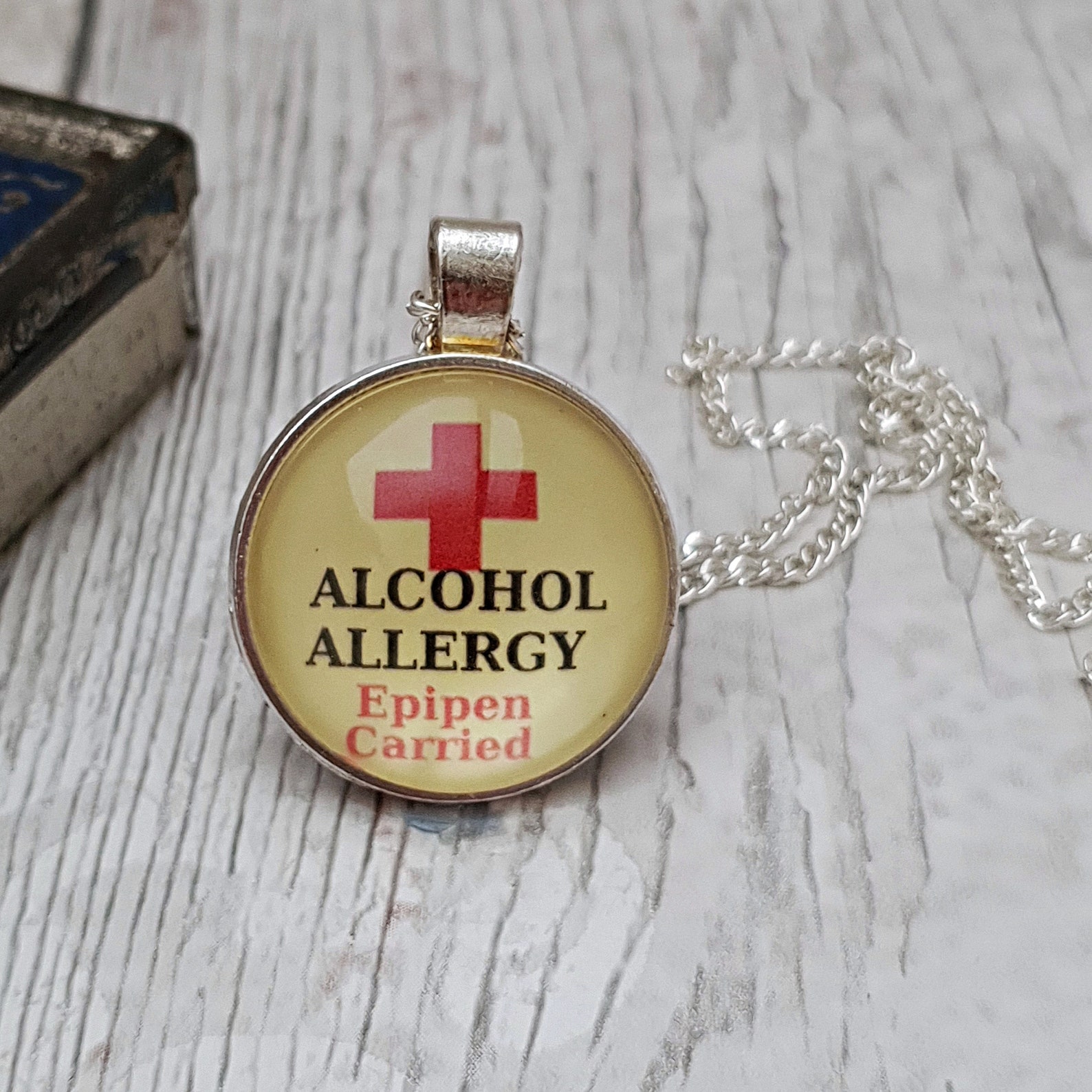 Alcohol allergy necklace allergic to alcohol Medical Etsy