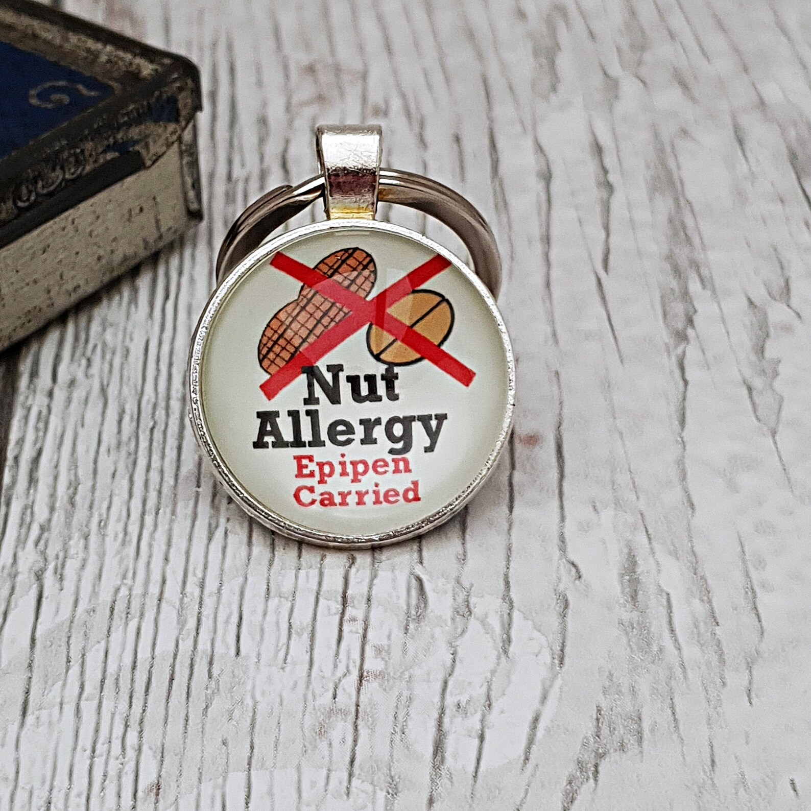 Nut Allergy Keyring, Peanut Allergy, Epipen, Nut Allergy Warning, Tree