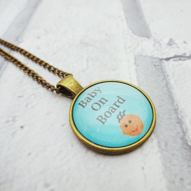 Baby on Board Pendant Baby Shower Necklace Baby Reveal Etsy