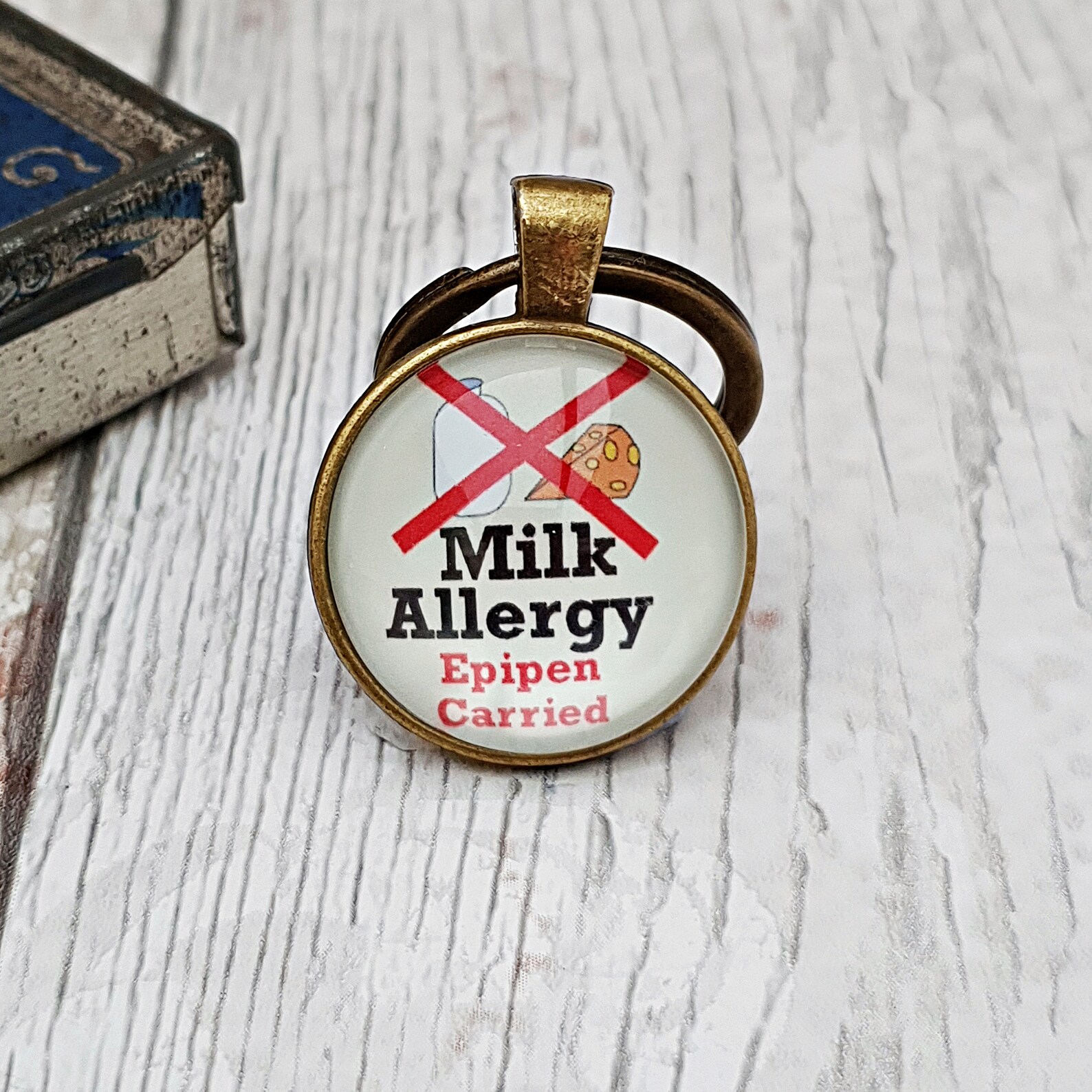 Milk Allergy Keyring Dairy Allergy Epipen Alert Medical Etsy