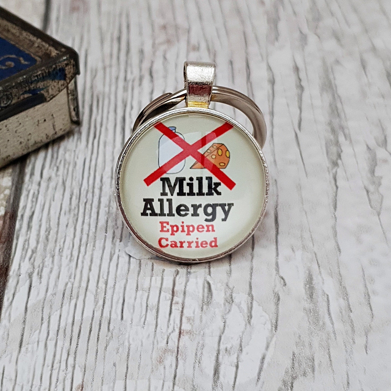 Milk Allergy Keyring Dairy Allergy Epipen Alert Medical Etsy