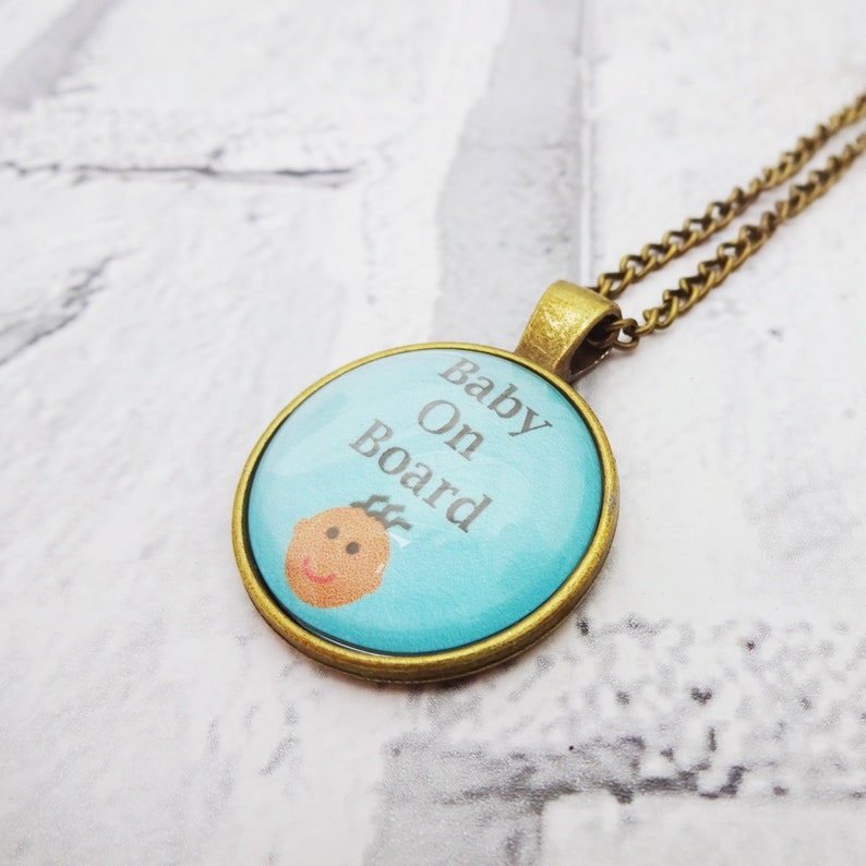 Baby on Board Pendant Baby Shower Necklace Baby Reveal Etsy