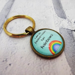 I fart rainbows keychain, funny key fob, gift for her, coworker gift, funny keychain, rainbow keyring, cute rainbow keyring, silly, Q2, R1 image 5
