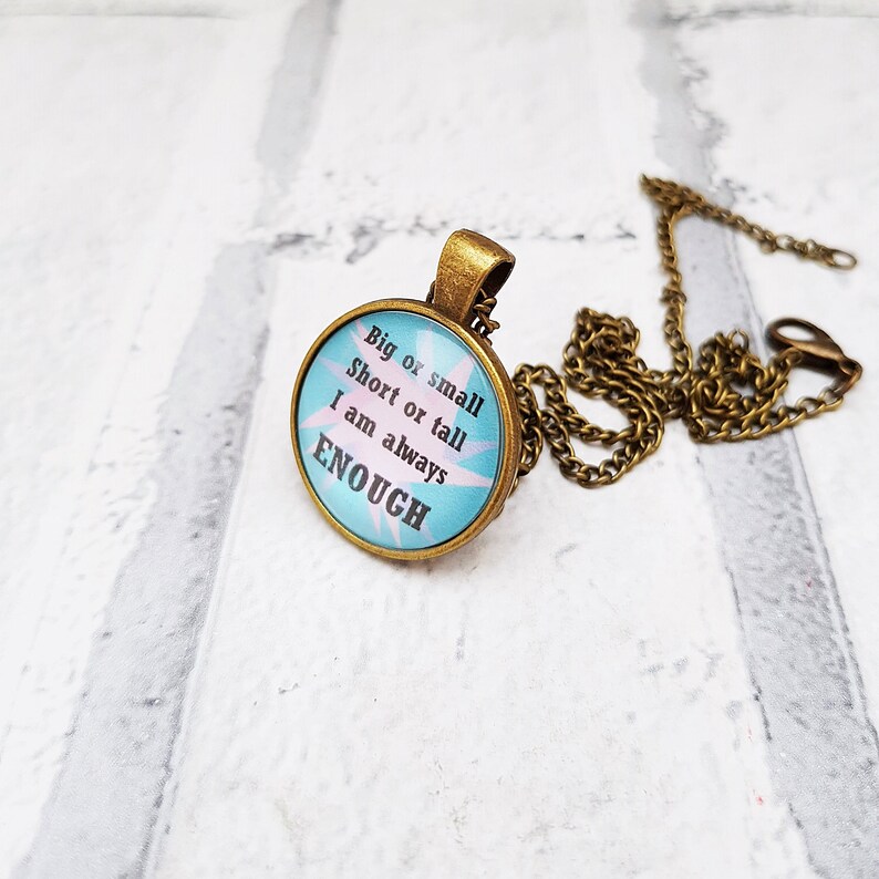 I am enough jewelry self love pendant inspirational quote