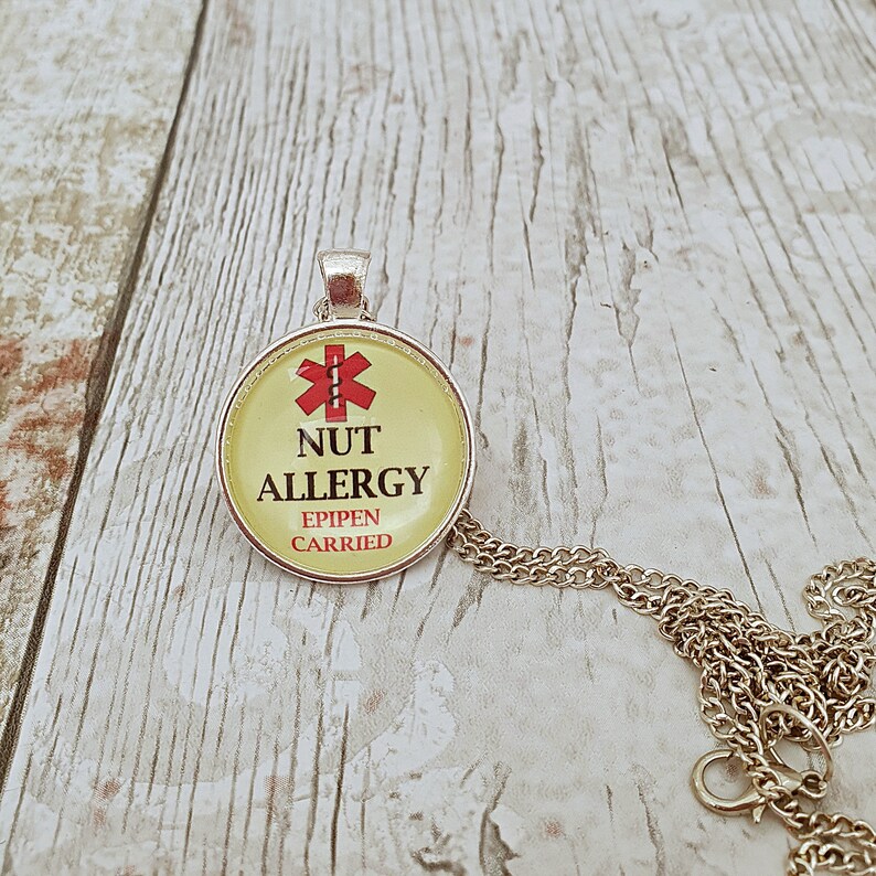 Nut Allergy Jewelry, Nut Allergy Necklace, Epipen Alert, Medical Alert