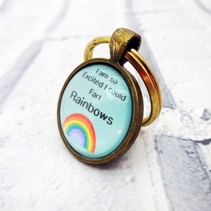 I fart rainbows keychain, funny key fob, gift for her, coworker gift, funny keychain, rainbow keyring, cute rainbow keyring, silly, Q2, R1 image 2