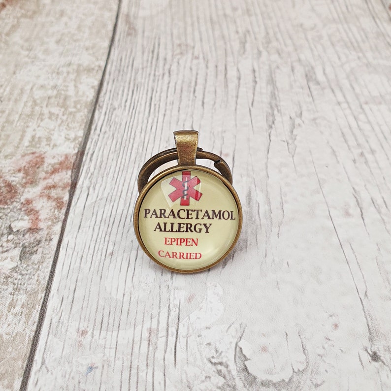 Paracetamol Allergy Keyring Paracetamol Allergic Etsy