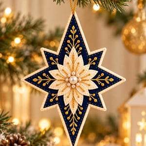 Nativity Star Felt Ornament, Bethlehem Christmas Decor, Beginner Hand Sewing Download