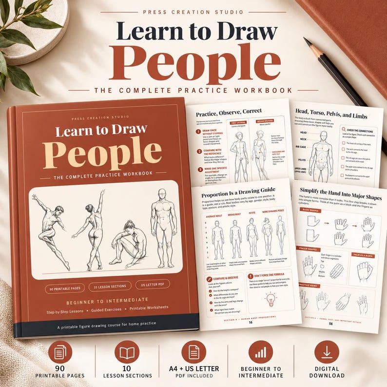 Learn to Draw People: Drawing Workbook, Sketching Tutorial, Drawing ...