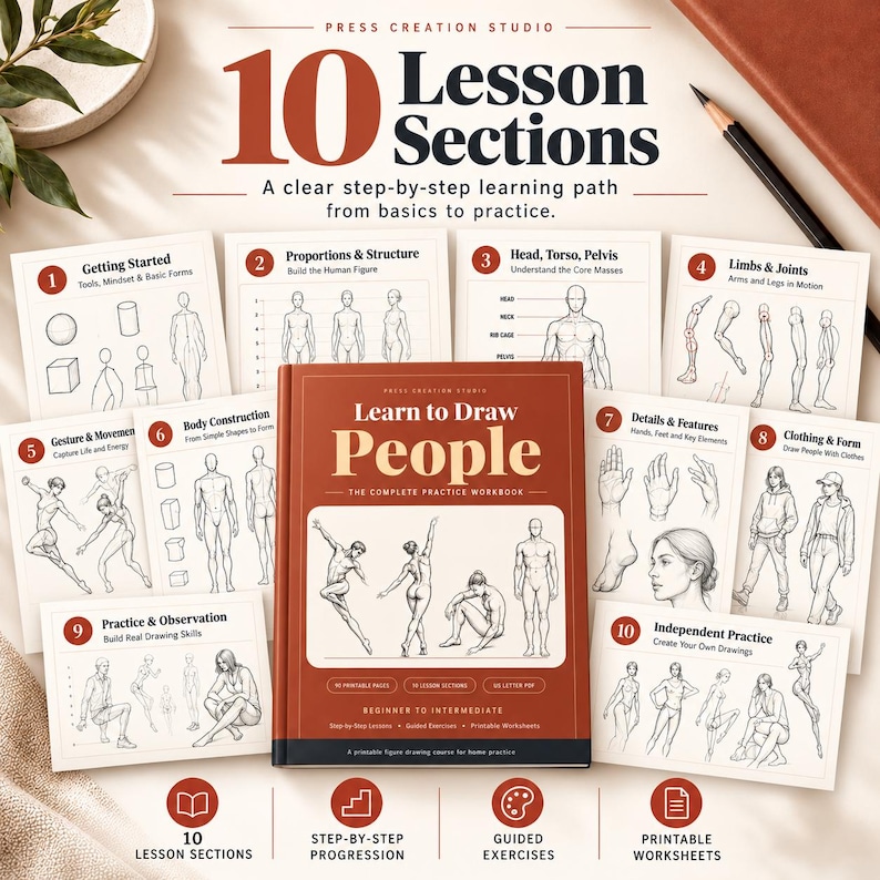 Learn to Draw People: Drawing Workbook, Sketching Tutorial, Drawing ...