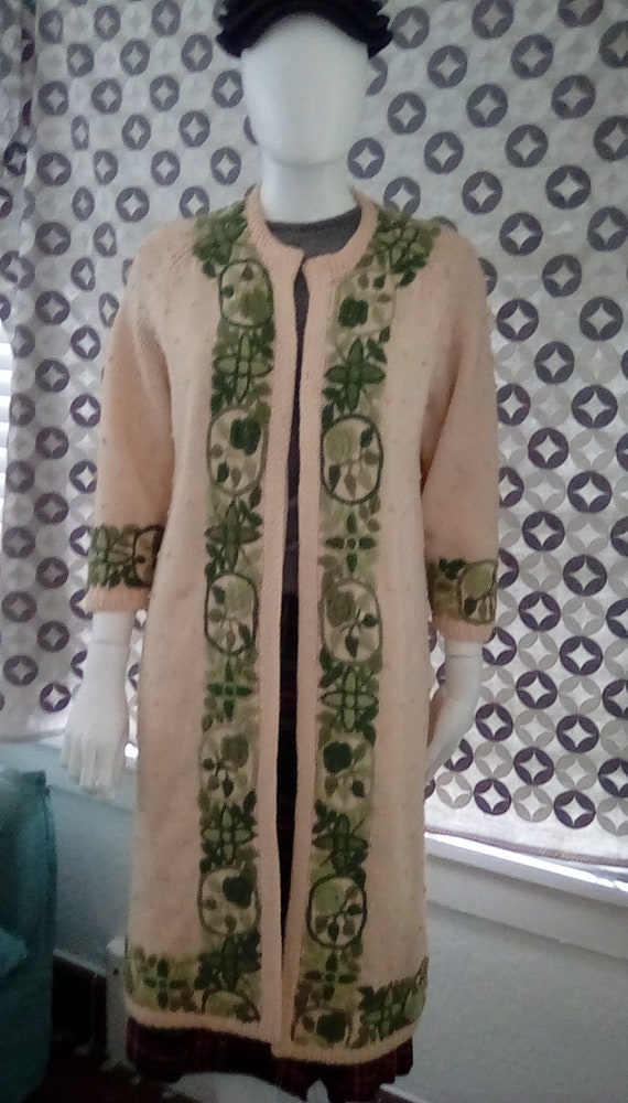 Vintage Gene Shelly Sweater Coat 1950s Embroidered
