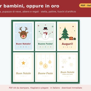 Printable Christmas Cards (PDF) | 12 Foldable Greeting Cards in 4 Styles, Ready-Made Greetings, Gift Tag, and Envelope to Cut Out image 6
