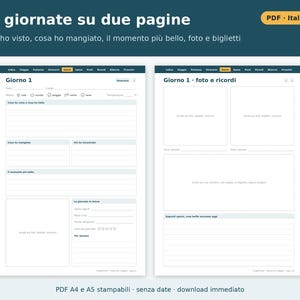 Printbaar reisdagboek (A4 en A5 PDF) | Italiaans reisdagboek, paklijst, reisroute, onkostenoverzicht, reiscadeau afbeelding 2