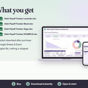 Debt Payoff Tracker Google Sheets & Excel | Debt Snowball Avalanche Calculator, Debt Free Date, Credit Card Payoff Planner imagen 7