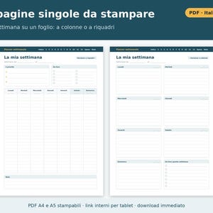 Printable Weekly Planner in PDF Format (A4 and A5) | Weekly Planner in Italian, Goals, Habit Tracker, Shopping List image 5