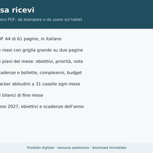 Planner Mensile 2027 da Stampare PDF A4 in Italiano | Agenda Mensile su Due Pagine, Obiettivi, Scadenze e Bollette, Abitudini, Budget immagine 7