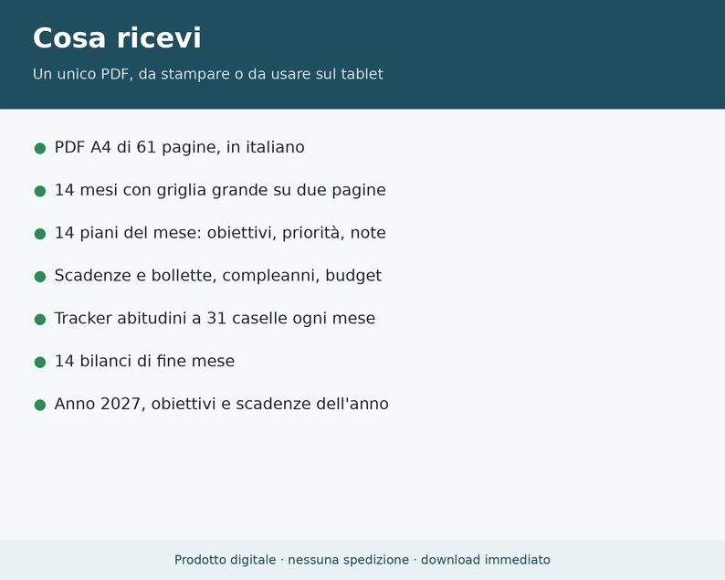 Planner Mensile 2027 da Stampare PDF A4 in Italiano | Agenda Mensile su Due Pagine, Obiettivi, Scadenze e Bollette, Abitudini, Budget immagine 7