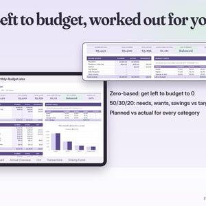 Arkusz kalkulacyjny budżetu Google Sheets i Excel | Miesięczny planer budżetu, budżet zerowy, szablon 50/30/20 zdjęcie 3