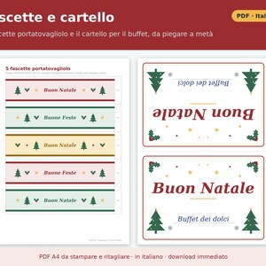 Segnaposto Natale da Stampare PDF | Kit Tavola delle Feste con Menù da Compilare, Etichette Chiudipacco, Bigliettini, Fascette Tovagliolo immagine 6