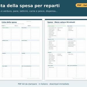 Wochenmenü (PDF) und ausdruckbare Einkaufsliste | Speiseplaner, Wochenmenü für Kinder, ausdruckbares Menü auf Italienisch Bild 4