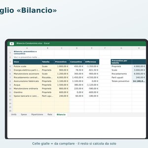 Condominium Budget Excel in Italian | Expense Breakdown by Thousandths, Installments, Budget and Final Report, Self-Managed Condominium image 5