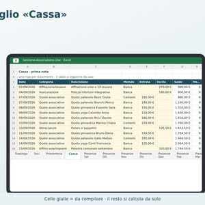 Association Management Excel in Italian | Membership Register, Membership Dues, Attendance Register, Cash Journal, ASD, APS, Club image 4