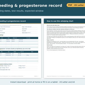 Whelping Chart Printable for Dogs | Whelping Record, Due Date Calculator Tables, Puppy Birth Record, Dog Breeder Forms PDF image 3
