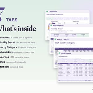 Expense Tracker Spreadsheet Google Sheets & Excel | Spending Log, Monthly Report, Subscription Tracker image 2