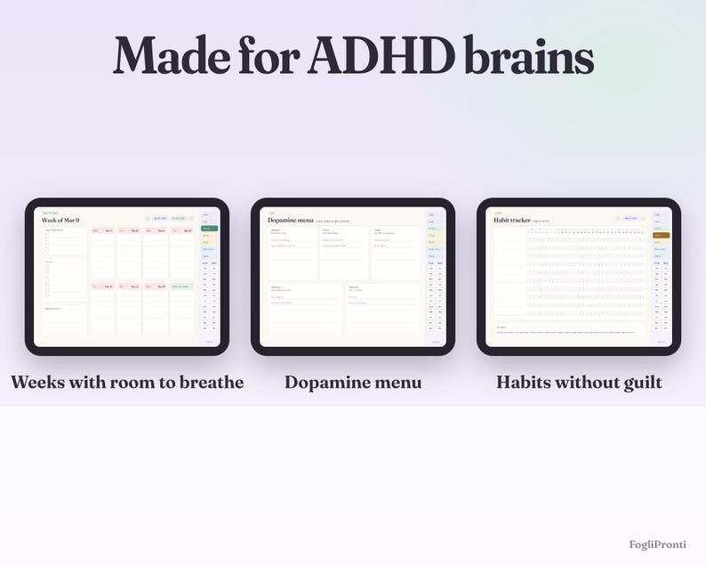 ADHD Digital Planner 2026-2027, Hyperlinked iPad Planner for GoodNotes Notability, Daily Weekly Monthly, Habit Mood Tracker image 5