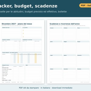 Planner Mensile 2027 da Stampare PDF A4 in Italiano | Agenda Mensile su Due Pagine, Obiettivi, Scadenze e Bollette, Abitudini, Budget immagine 5