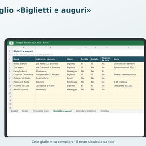 Julbudget 2026 Excel på italienska | Julklappslista, Julplanerare, Högtidsmeny, Gratulationskort, Decemberkalender bild 4