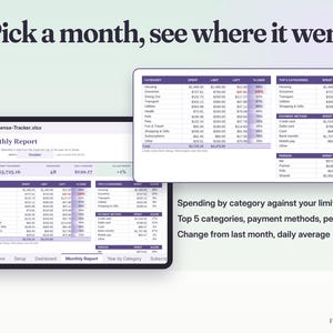 Expense Tracker Spreadsheet Google Sheets & Excel | Spending Log, Monthly Report, Subscription Tracker image 3