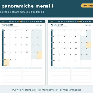 2027 Daily Planner in PDF Format (Printable A4 and A5 Size) | One Page a Day, Dated Daily Planner in Italian, Italian Holidays image 3