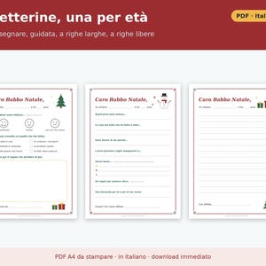 Carta imprimible a Papá Noel (PDF en italiano) | Kit infantil 2026 con sobre del Polo Norte, carta de respuesta, certificado y lista de regalos. imagen 2